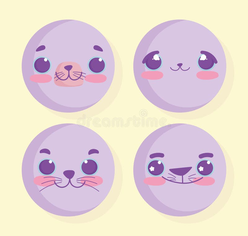 Rostos de animação Emojis kawaii ilustração do vetor Rostos de animação Emojis kawaii ilustração do vetor