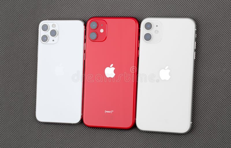 Apple Iphone 11 Product Red Apple Iphone 11 White And Apple Iphone 11 Pro Silver Color On Editorial Photography Image Of Gray Illustrative