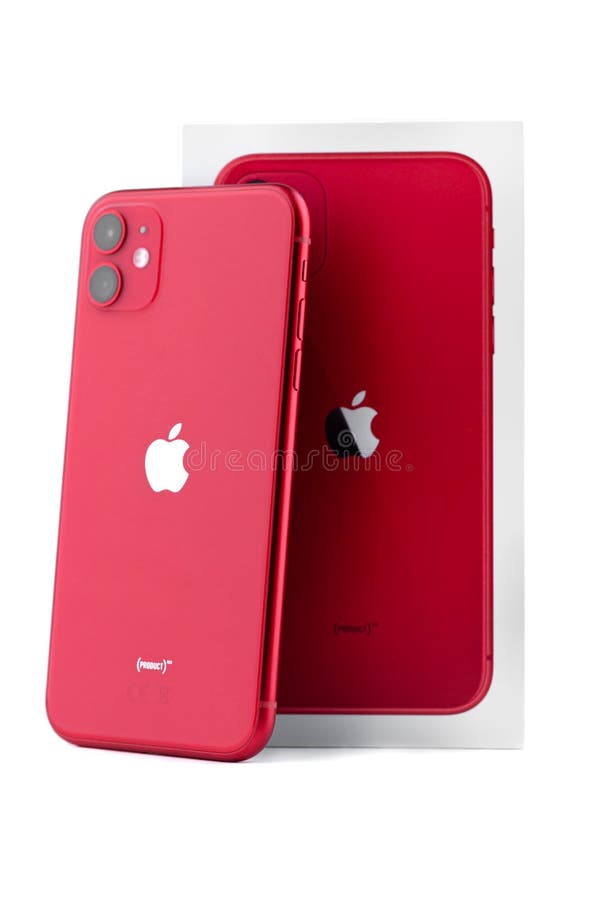 Apple IPhone 11 PRODUCT RED on a White Background. Editorial Stock Photo -  Image of book, camera: 163899873