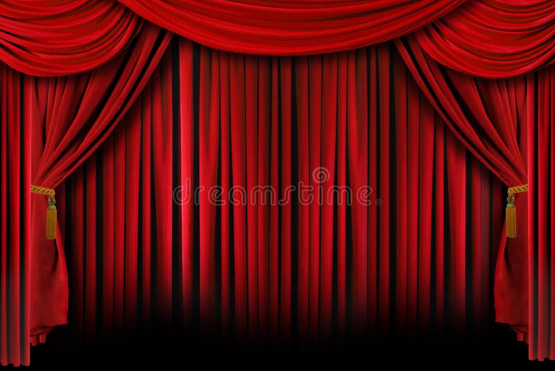 Rotes Theater Drapiert Mit Drastischer Leuchte Und Schatten Stockfoto