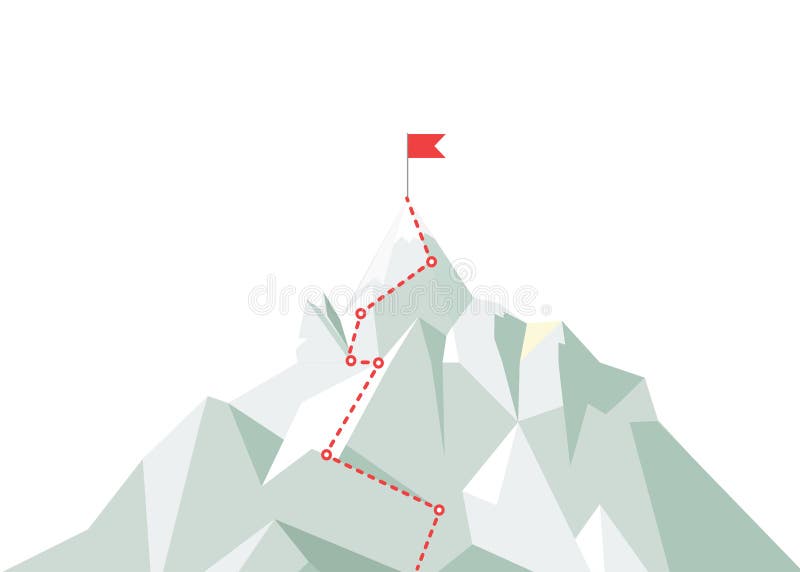 Rota do alpinismo a repicar Trajeto da viagem do negócio em andamento ao pico do sucesso Estrada de escalada a cobrir