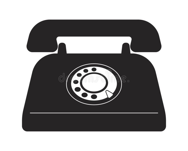 Rotary Dial Telephone Old-fashioned Black and White 2D Line Cartoon