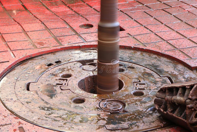 Rotary table while drilling oil well and pipe being rotated