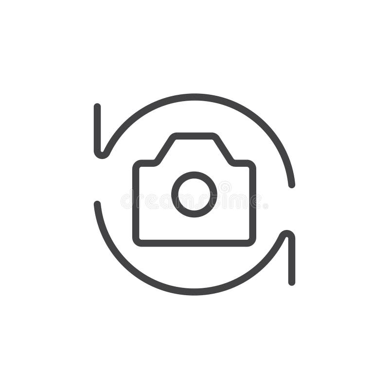 Rotate camera icon Thin outline art symbol vector logo thin line