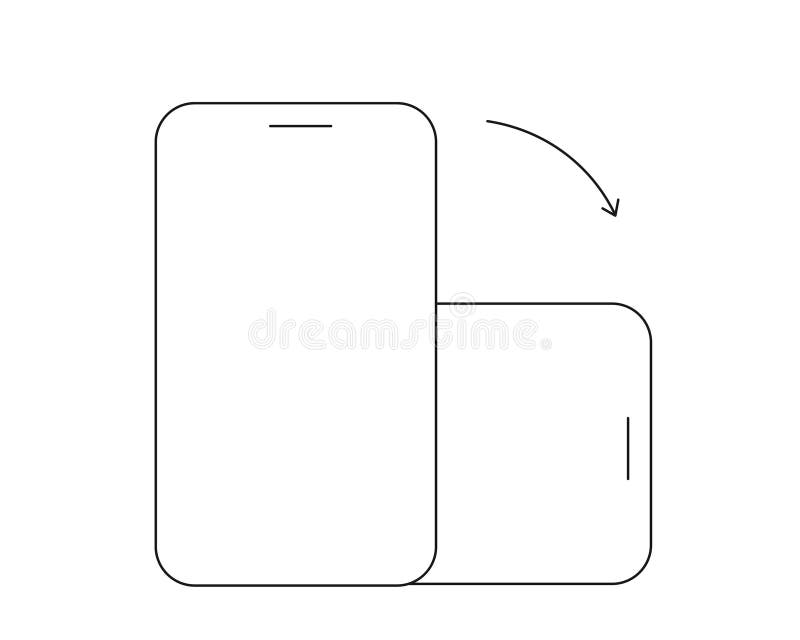 Rotate Mobile Phone icon, rotation symbol with arrows set. Turn device, screen. Ui button, web or app. Vertical or stock illustration