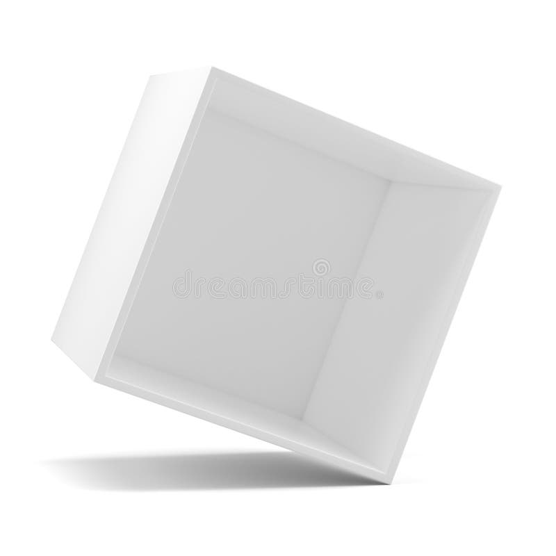 Rotated white empty clean shelf box stock image