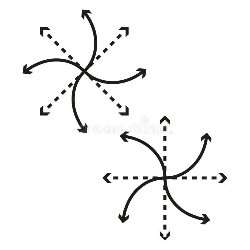 Rotating arrow graphic. Circular motion symbol. Dashed and solid lines. Dynamic vector illustration. vector illustration