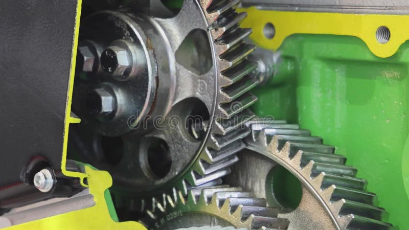 Rotating gears engine stock footage