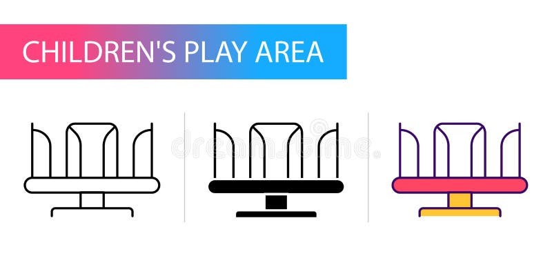 Rotating roundabout carousel, icons set line, glyph, color for web design, templates and more