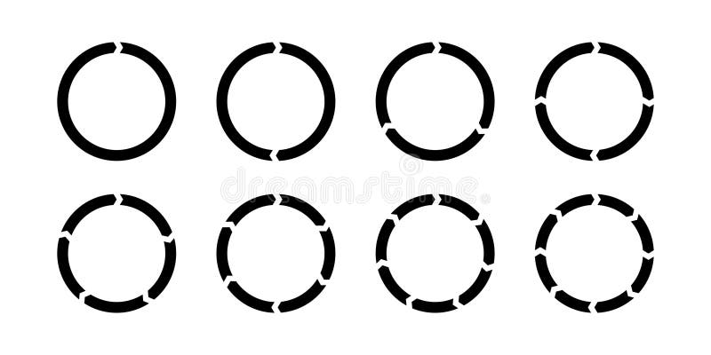 Rotation arrows in circular motion. Circle arrow combinations. Set of circular infographics. Graphic diagram. Design stock illustration