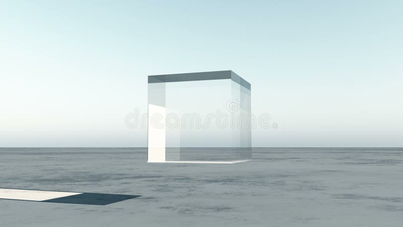 Rotation en verre du cube 4K de ciel à la terre sur la région sauvage, monde de la science fiction illustration de vecteur