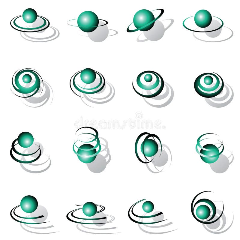 Rotation and spiral movement. Design elements set.