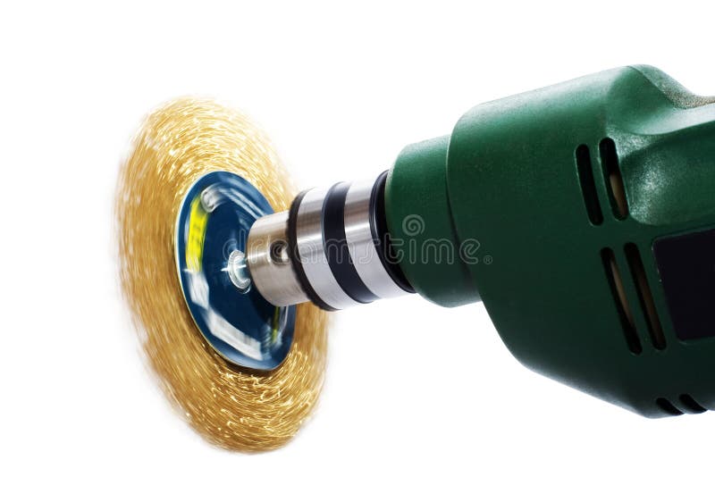 Rotational Drill with Metal Brush Stock Image Image of moving, clean 5011413