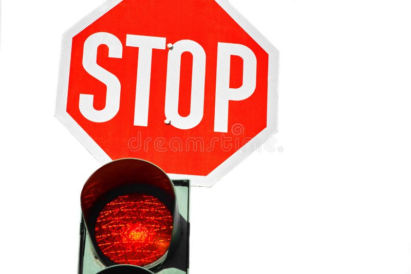 Rote Ampel Und Ein Stoppschild Stockbild Bild Von Stoppschild Rote