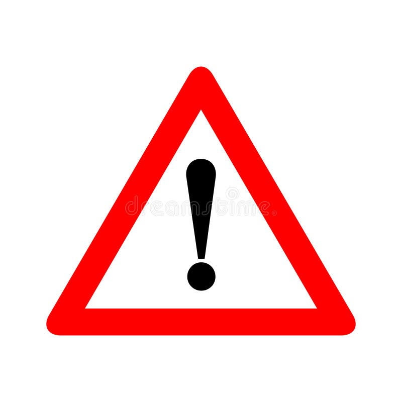 Rote Dreieckvorsicht, welche die wachsame Zeichenvektorillustration, lokalisiert auf weißem Hintergrund warnt Geben Sie, tun nich