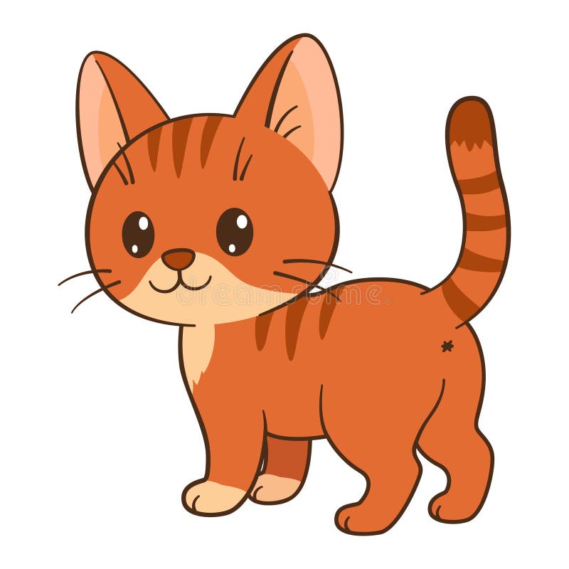Rote Katze. Cute ginger tabby kitten flach style. Chibi Cat stock abbildung