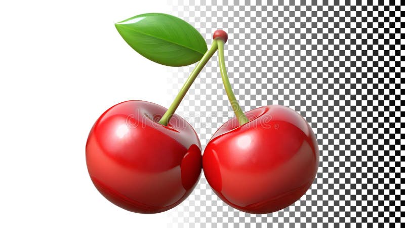Rote Kirschen Symbol für Sommerfrüchte und süße Dessertelemente Pnnng transparenten Bild Generative AI stock abbildung