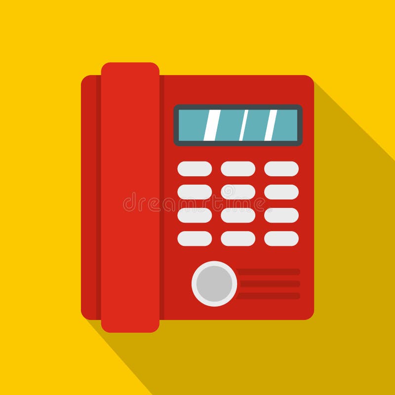 Rote klassische Geschäftslokal-Telefonikone, flache Art vektor abbildung Rote klassische Geschäftslokal-Telefonikone, flache Art vektor abbildung