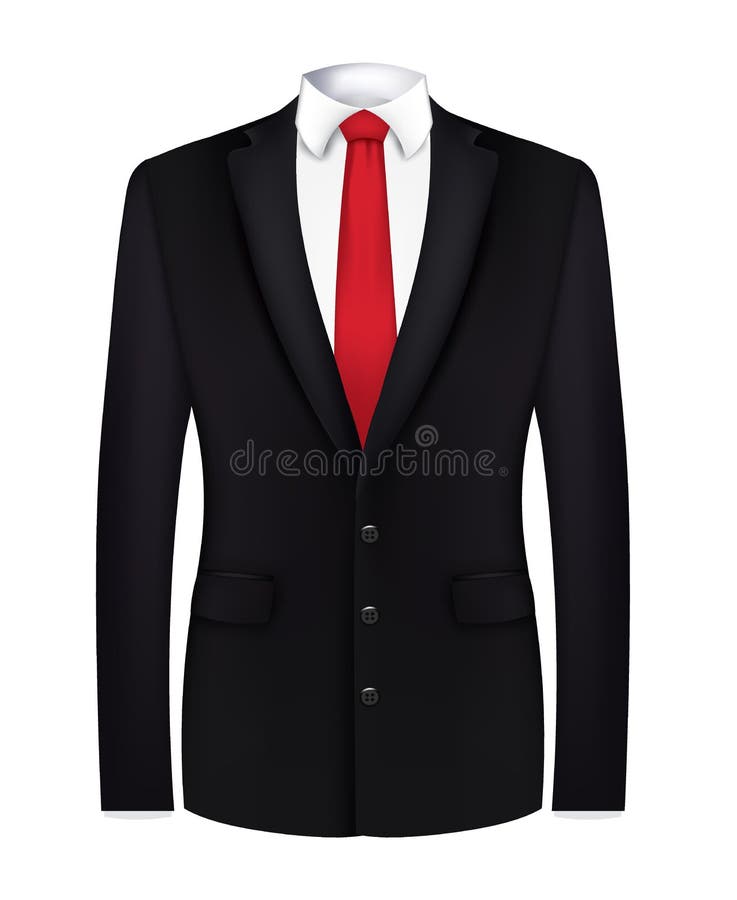 Rote Krawatte, Weißes Hemd Und Schwarzer Anzug Vektor Abbildung -  Illustration von elegant, kleidung: 162525799