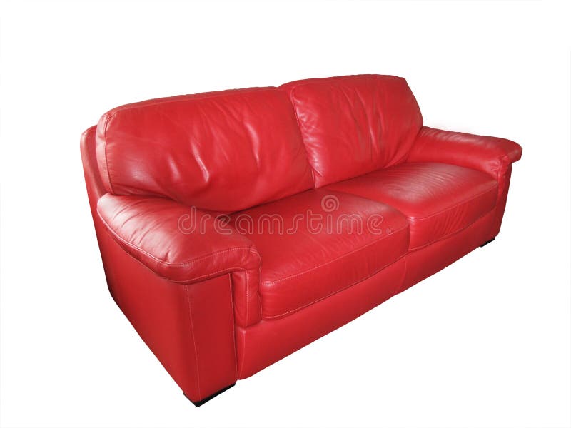 Rote lederne Couch stockfoto. Bild von bequemlichkeit - 18937294