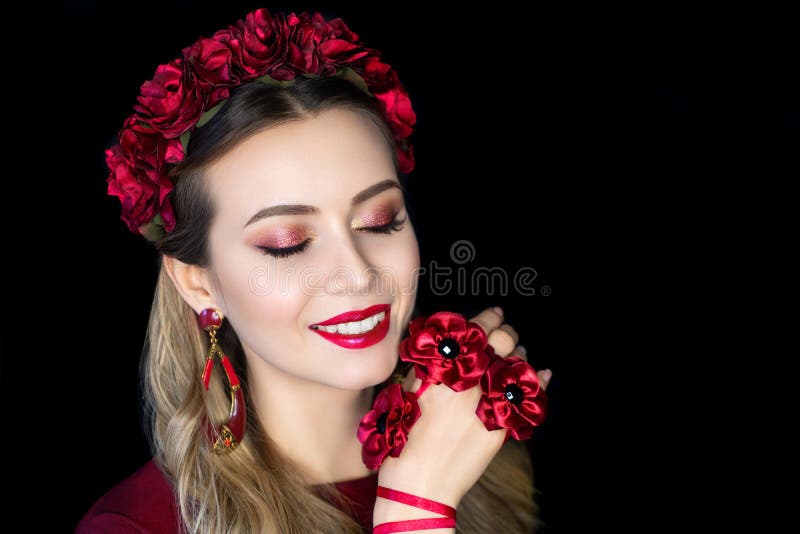 Rote Lippen Mädchen neue Krimsonblüten