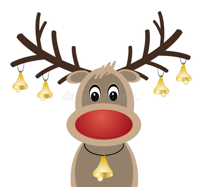 Rote Nase RudolphRens Mit Weihnachtsglocken Stock Abbildung Illustration von rudolph