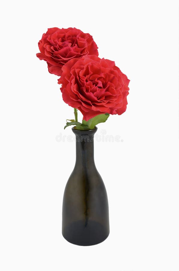 Rote Rosen in der Flasche