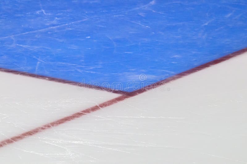 Red goal line on ice hockey rink. Winter sport. Red goal line on ice hockey rink. Winter sport.
