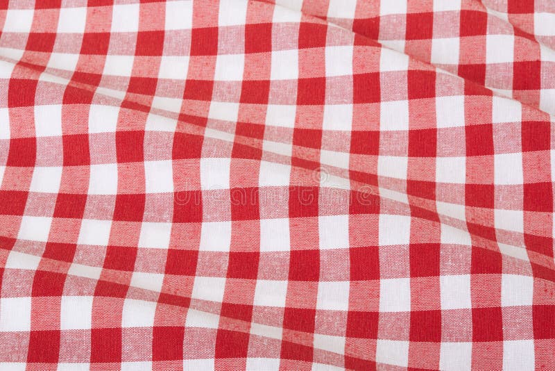 Red and white wavy gingham tablecloth texture background, high detailed. Red and white wavy gingham tablecloth texture background, high detailed