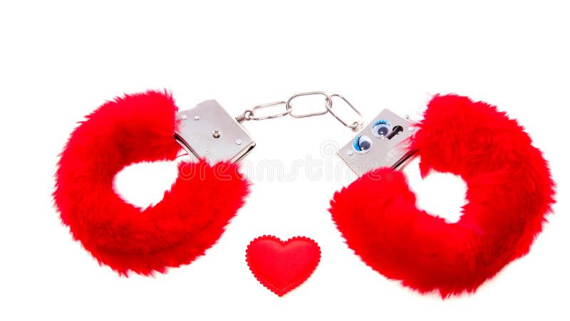 Rote weiche sexuelle Handschellen