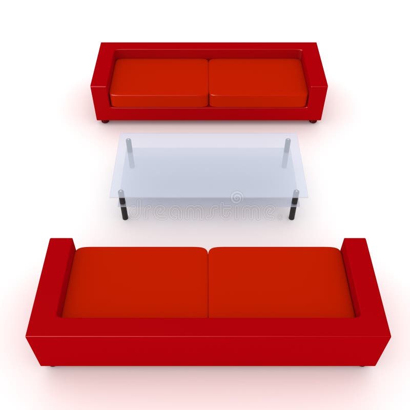 Rote Wohnzimmer-Möbel 3 stock abbildung. Illustration von auslegung