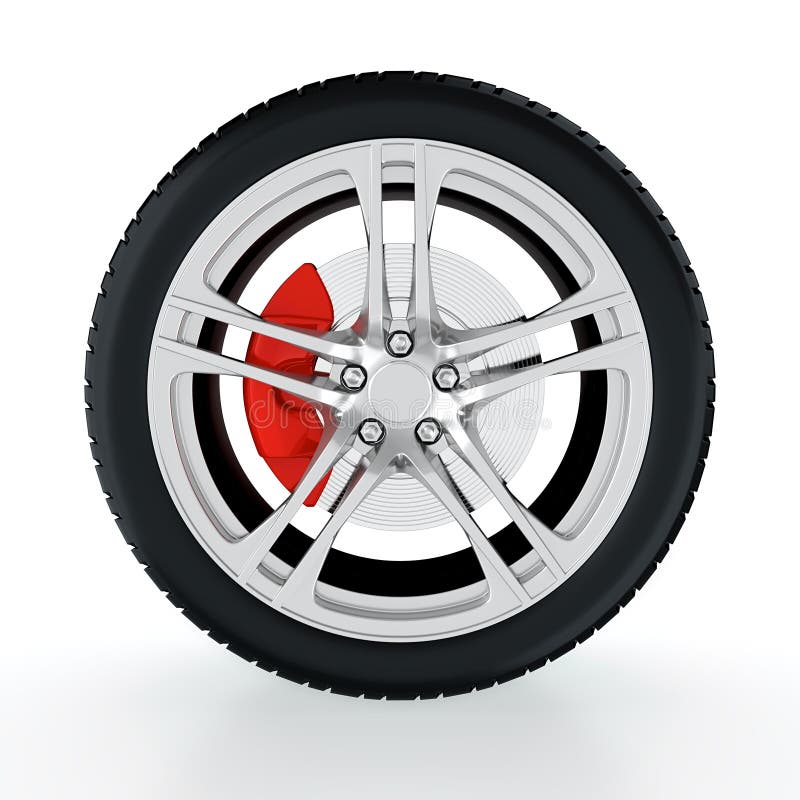 3D render of car wheel on white background. 3D render of car wheel on white background