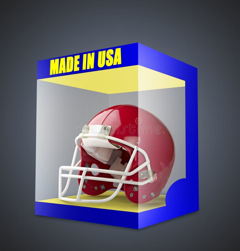 Roter amerikanischer Football-Helm in der Klarsichtschachtel lizenzfreie abbildung Roter amerikanischer Football-Helm in der Klarsichtschachtel lizenzfreie abbildung