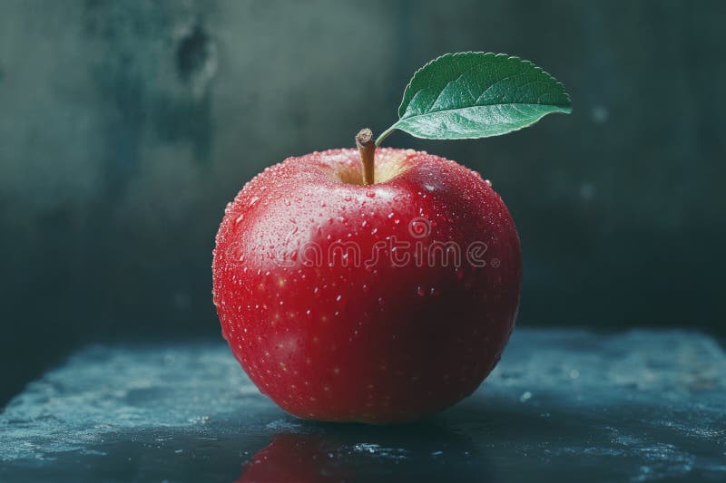 Roter Apfel mit Blättern lizenzfreies stockfoto