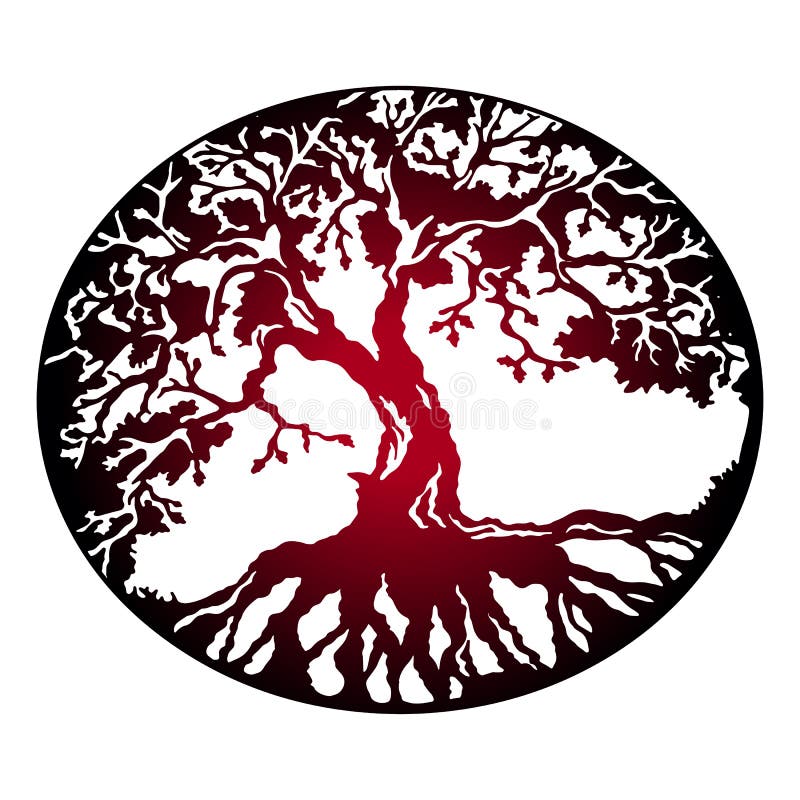 Roter Baum des Lebens vektor abbildung. Illustration von getrennt