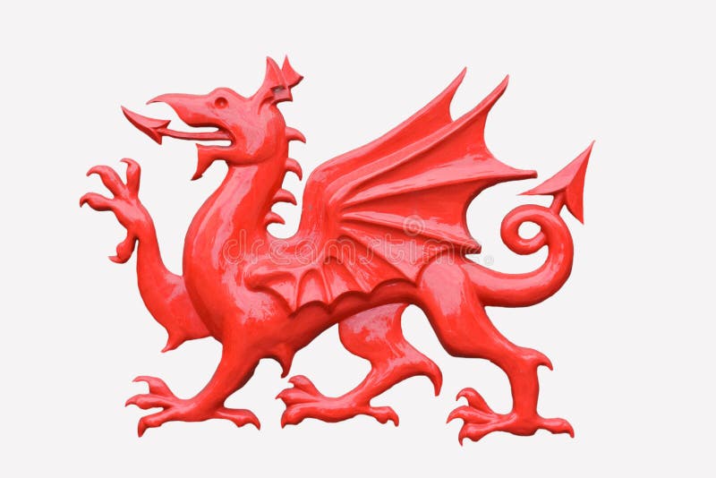 A red Welsh dragon isolated in white. A red Welsh dragon isolated in white