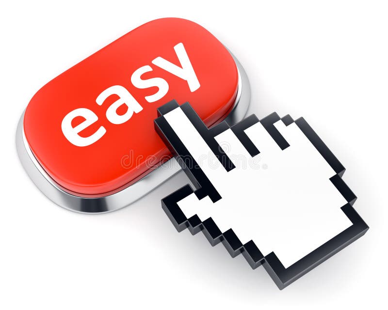 Roter einfacher Knopf- und Hand-Cursor lizenzfreie abbildung Roter einfacher Knopf- und Hand-Cursor lizenzfreie abbildung