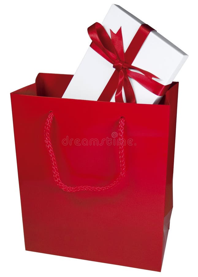Roter Geschenkbeutel lizenzfreie stockfotografie Roter Geschenkbeutel lizenzfreie stockfotografie