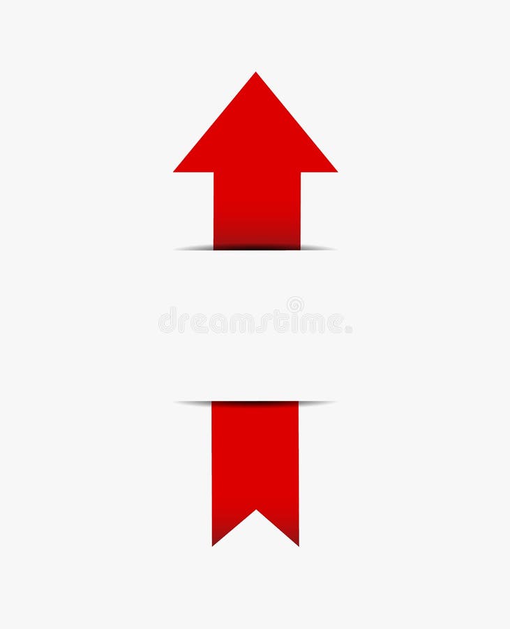Red arrow insert in white paper. Red arrow insert in white paper