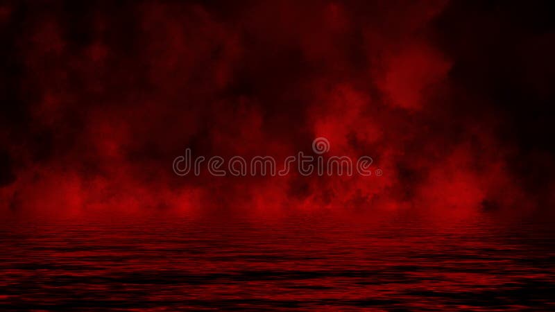 Roter Rauch mit Reflexion im Wasser Geheimnisnebelbeschaffenheit bedeckt Hintergrund Vektorbild, Abbildung stockbild Roter Rauch mit Reflexion im Wasser Geheimnisnebelbeschaffenheit bedeckt Hintergrund Vektorbild, Abbildung stockbild
