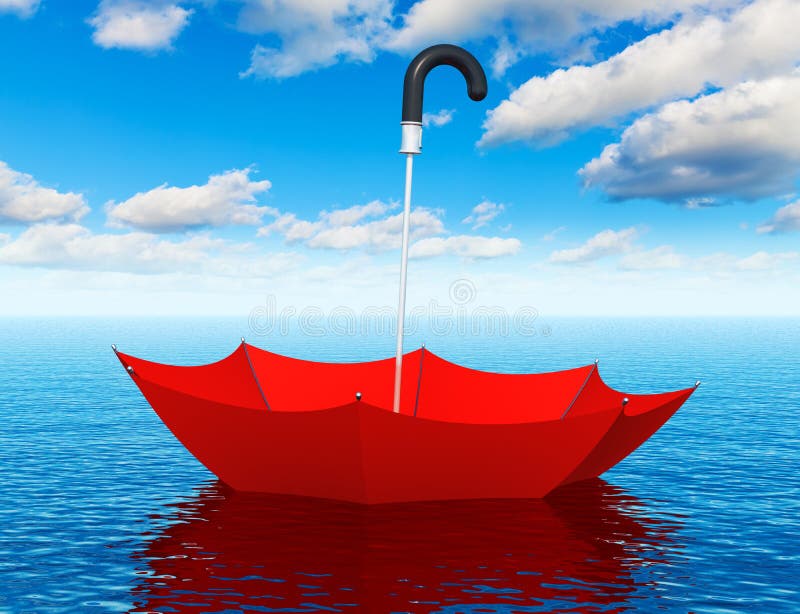 Roter sich hin- und herbewegender Regenschirm im Meer lizenzfreie abbildung Roter sich hin- und herbewegender Regenschirm im Meer lizenzfreie abbildung