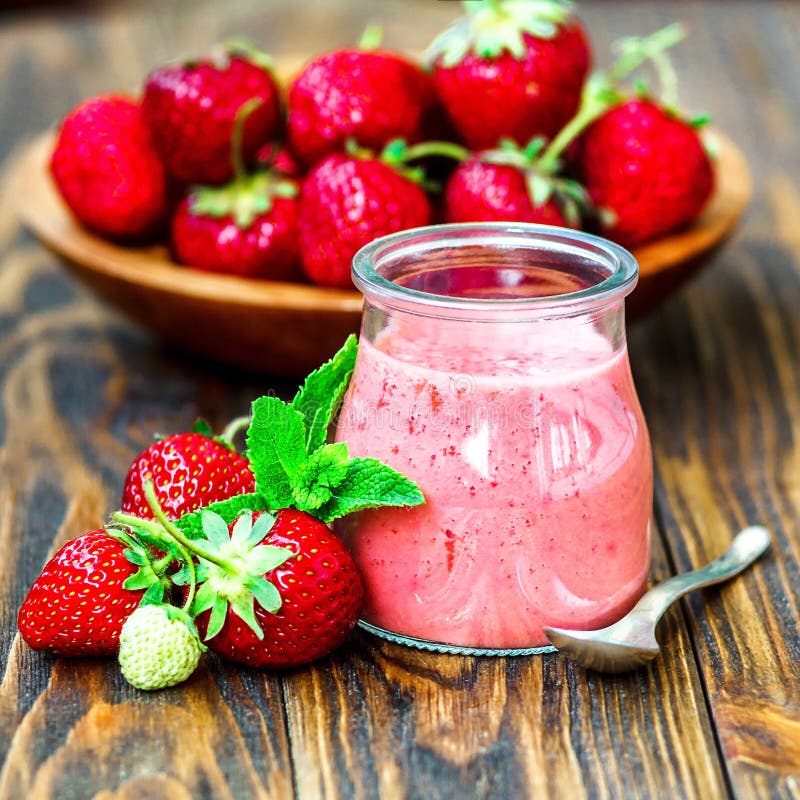 Roter Smoothie Frucht Des Schönen Aperitifs Erdbeeroder Milchshake Im ...