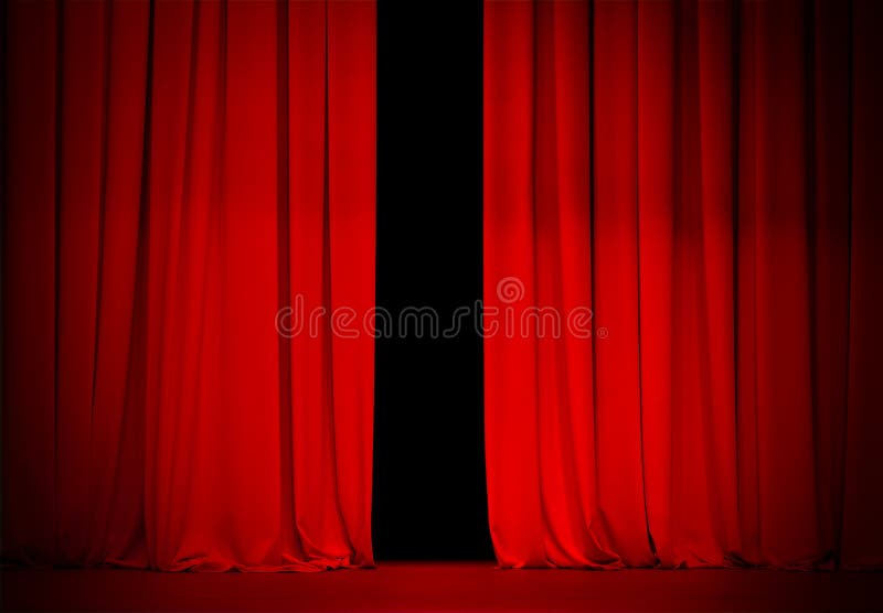 Roter Trennvorhang auf Theater- oder Kinostufe