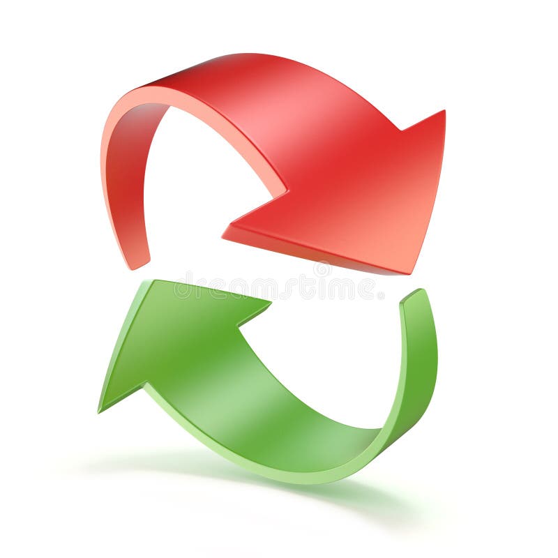 Roter und grüner Pfeilkreis 3D stock abbildung Roter und grüner Pfeilkreis 3D stock abbildung