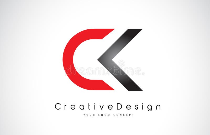 Roter und schwarzer Buchstabe Logo Design CK C K Kreative Ikonen-modernes Buchstabe-Vektor-Logo