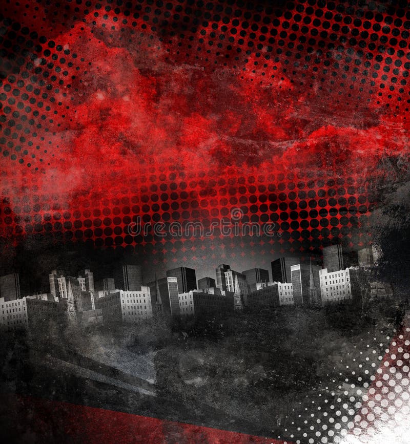 Roter und schwarzer Stadt Grunge Hintergrund lizenzfreie abbildung Roter und schwarzer Stadt Grunge Hintergrund lizenzfreie abbildung