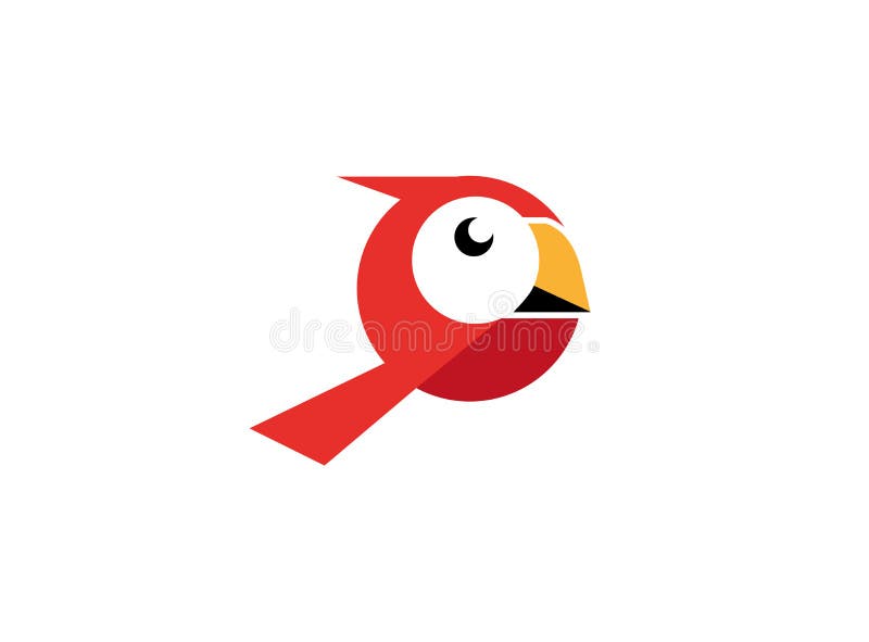 Roter Vogel mit Laterne und dem gelben Schnabel für Logo