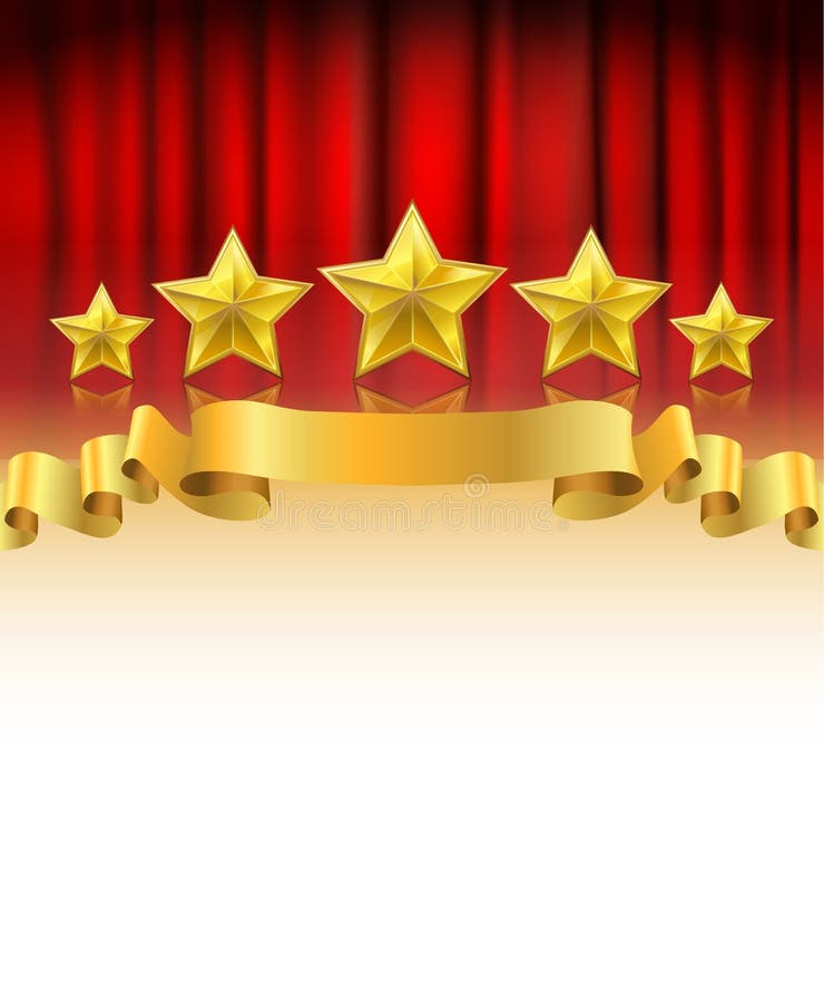 Roter Vorhang Mit Goldenen Sternen Vektor Abbildung Bild