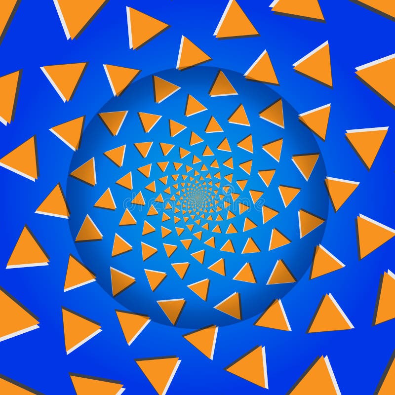 Roterande trianglar, optisk illusion, vektorillustration. vektor illustrationer