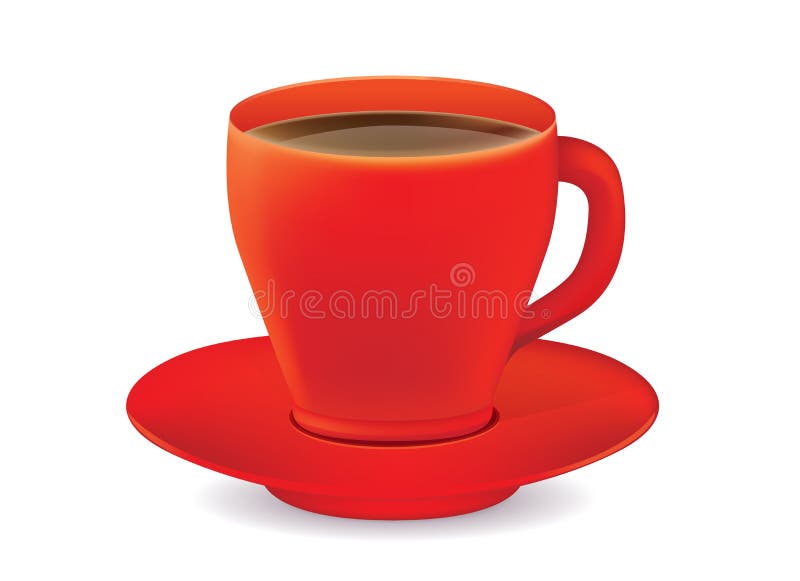 Rotes Kaffeeglas und -Untertasse vektor abbildung